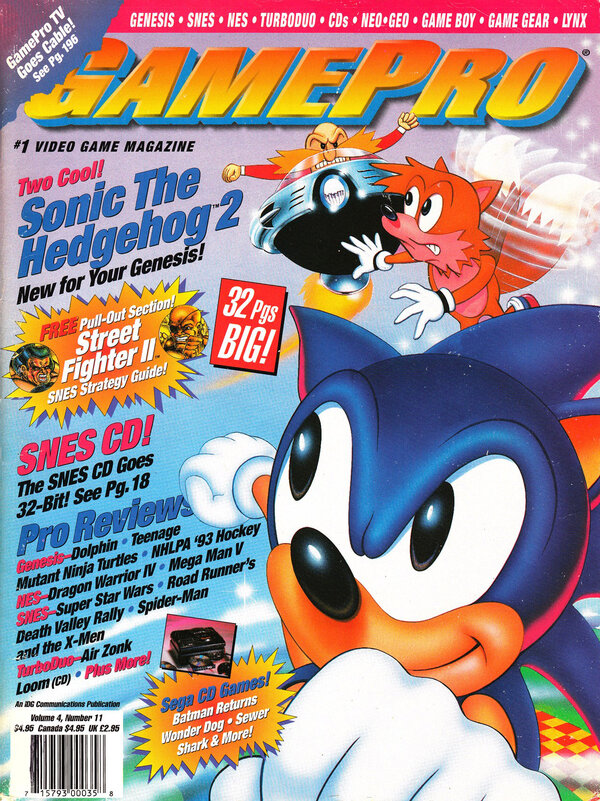 GamePro 040 (Nov 1992) Sonic the Hedgehog 2 cover